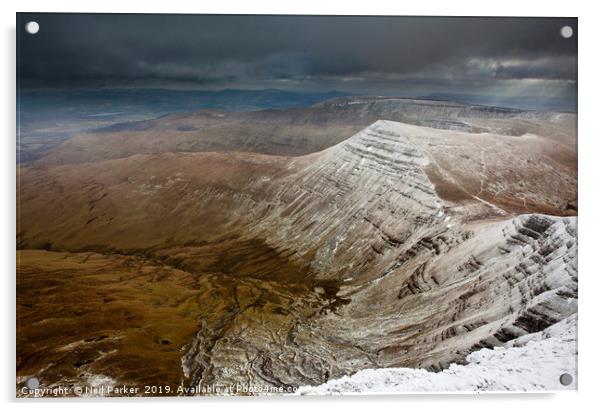 Dark clouds over Cribyn, Brecon Beacons Acrylic by Neil Parker