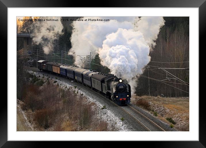 Steam Train Ukko-Pekka in Motion  Framed Mounted Print by Taina Sohlman