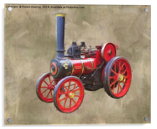 Red Steam Traction Engine Acrylic by Robert Deering
