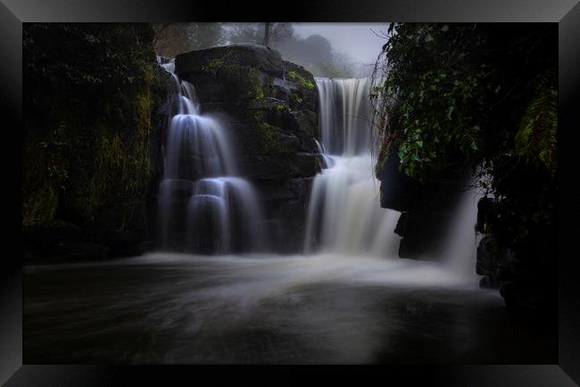 The waterfall at Penllergare Valley Woods Framed Print by Leighton Collins