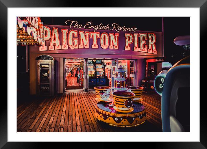 Evening on Paignton Pier. Framed Mounted Print by Maggie McCall