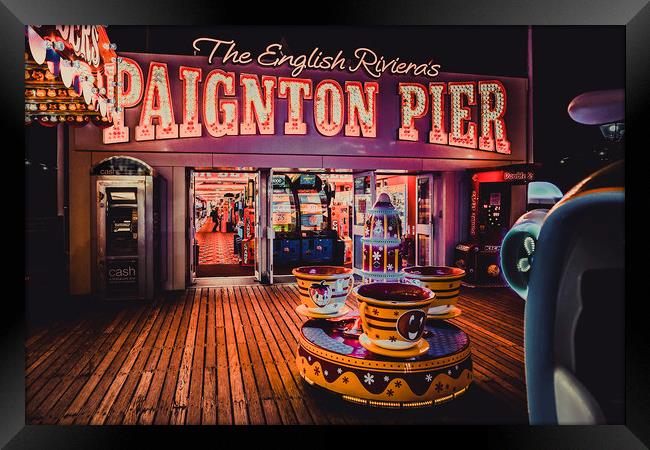 Evening on Paignton Pier. Framed Print by Maggie McCall