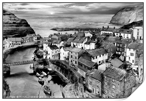 "Staithes monochrome" Print by ROS RIDLEY