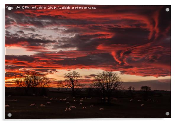 Hutton Magna Sunset, 29 December 2019 Acrylic by Richard Laidler