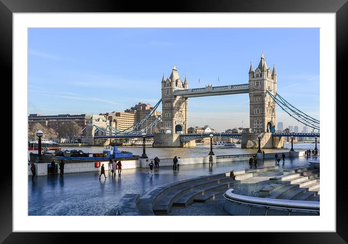 People at Thames Victoria embankment Framed Mounted Print by Jelena Maksimova
