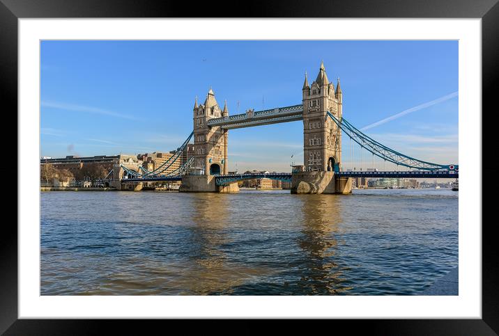 Tower Bridge against blue sky Framed Mounted Print by Jelena Maksimova
