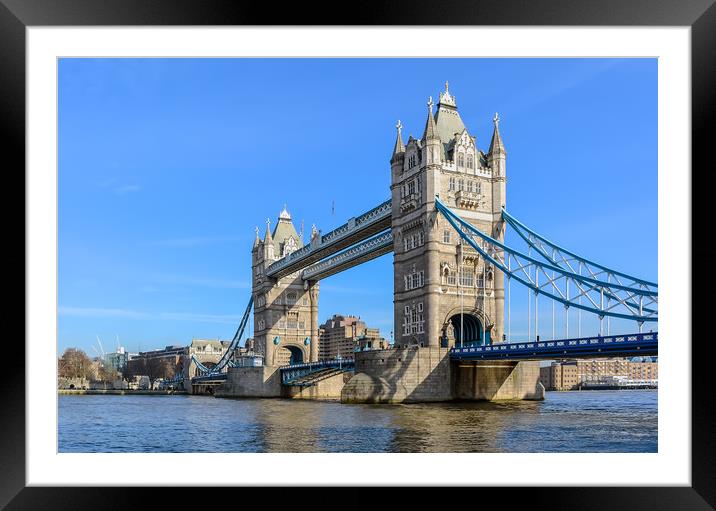 Tower Bridge against blue sky Framed Mounted Print by Jelena Maksimova