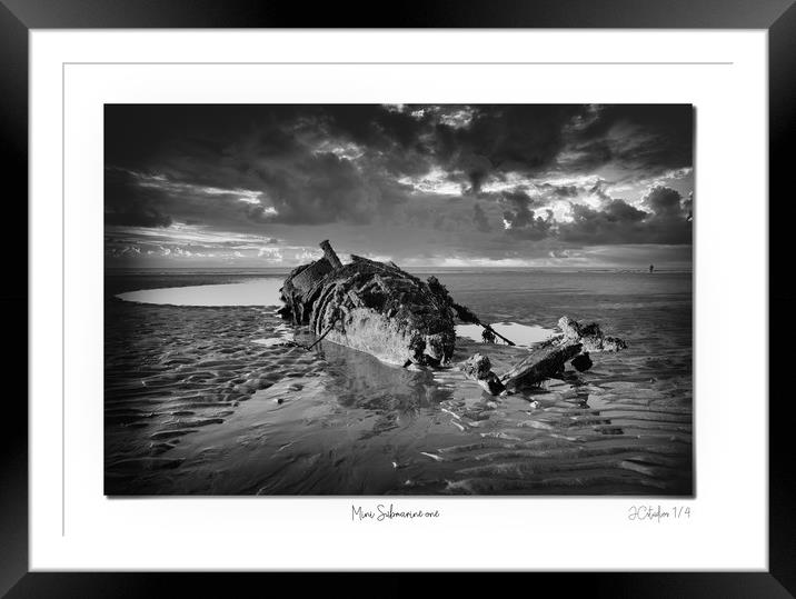 Mini Submarine one of two in mono Framed Mounted Print by JC studios LRPS ARPS