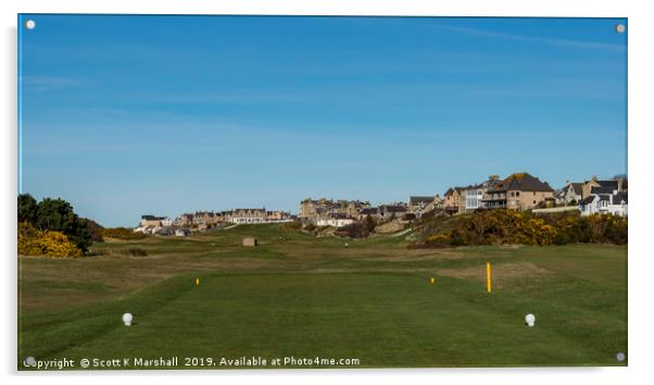 Lossiemouth Moray Golf Course 18th Acrylic by Scott K Marshall