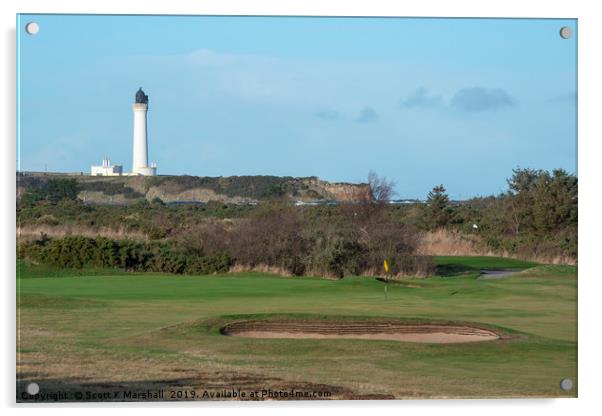 Lossiemouth Moray Golf Course n Lighthouse Acrylic by Scott K Marshall