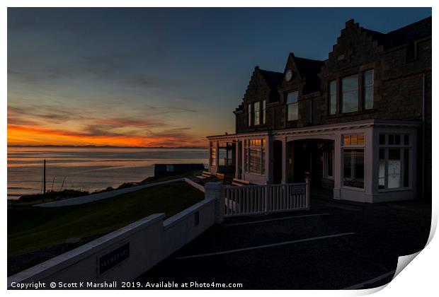 Moray Golf Clubhouse Sunset Print by Scott K Marshall