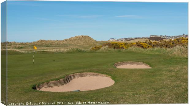 Lossiemouth Moray Golf Course Green Canvas Print by Scott K Marshall