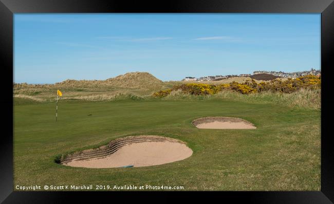 Lossiemouth Moray Golf Course Green Framed Print by Scott K Marshall