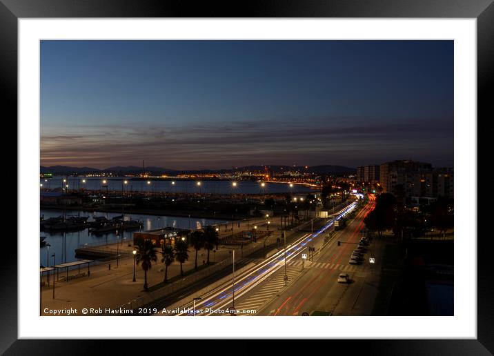 Gibraltar Nights  Framed Mounted Print by Rob Hawkins