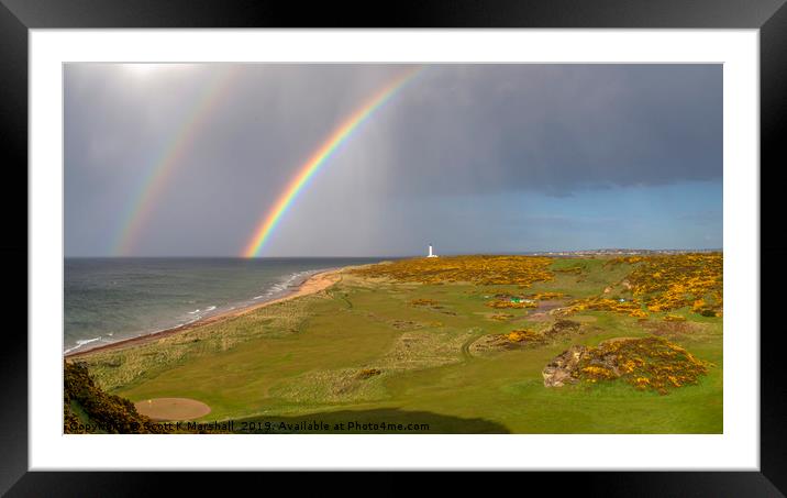 Covesea Golf Course Rainbow Framed Mounted Print by Scott K Marshall