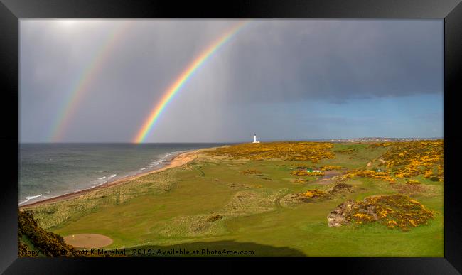 Covesea Golf Course Rainbow Framed Print by Scott K Marshall