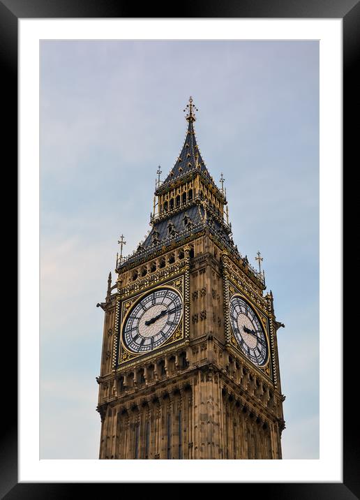 Big Ben against blue and cloudy sky Framed Mounted Print by Jelena Maksimova
