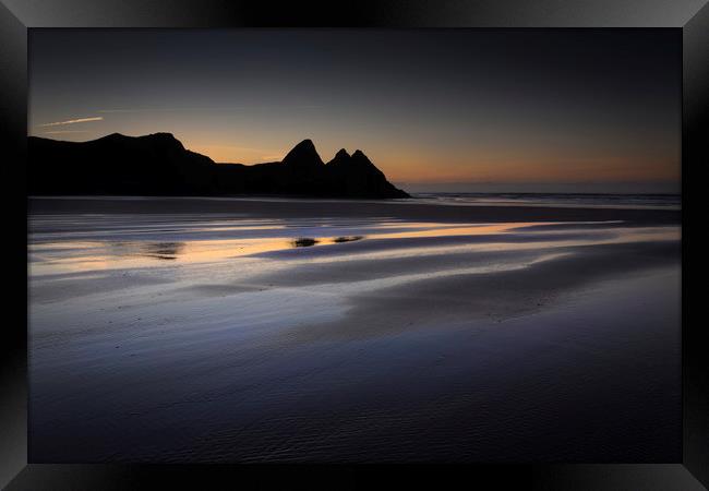 Daybreak at Three Cliffs Bay Framed Print by Leighton Collins