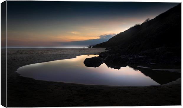 Rockpools at sunset Canvas Print by Leighton Collins