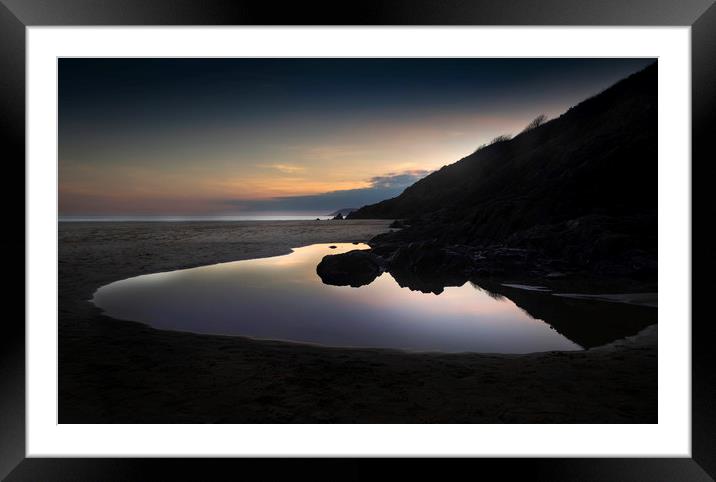 Rockpools at sunset Framed Mounted Print by Leighton Collins