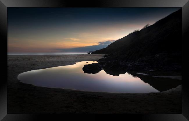 Rockpools at sunset Framed Print by Leighton Collins