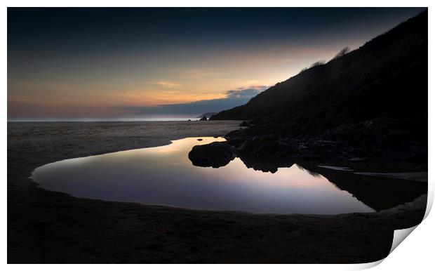 Rockpools at sunset Print by Leighton Collins