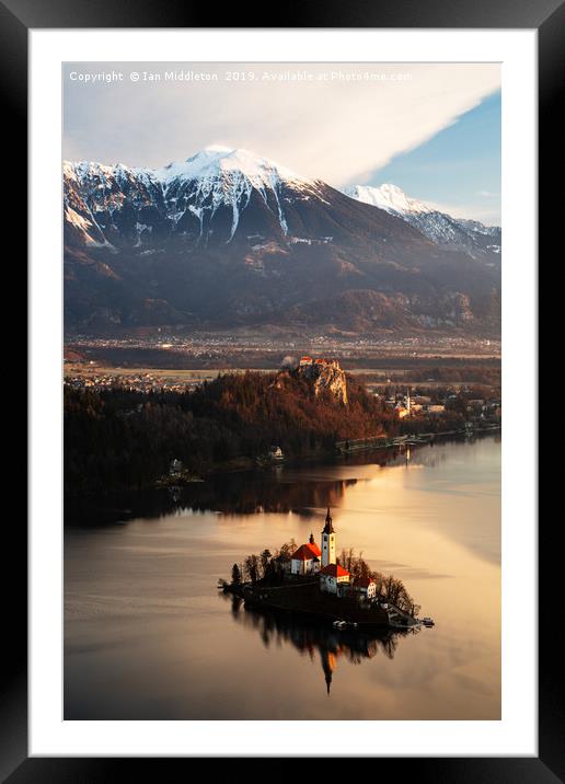 Morning view of Lake Bled from Mala Osojnica Framed Mounted Print by Ian Middleton