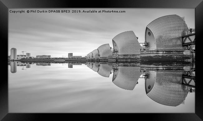 Thames Barrier Reflection Framed Print by Phil Durkin DPAGB BPE4