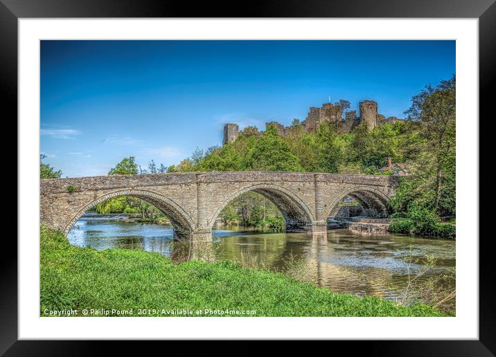 Dinham Bridge and Ludlow Castle in Ludlow  Framed Mounted Print by Philip Pound