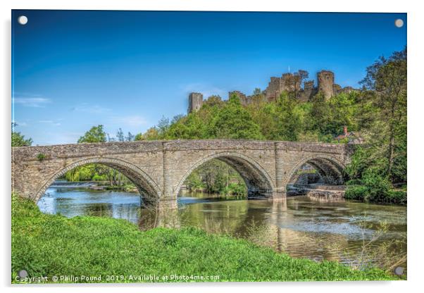 Dinham Bridge and Ludlow Castle in Ludlow  Acrylic by Philip Pound