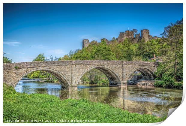 Dinham Bridge and Ludlow Castle in Ludlow  Print by Philip Pound