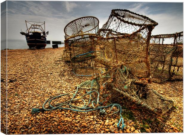 Fishing Boat RX150 on The Slade at Hastings Canvas Print by Ian Homewood