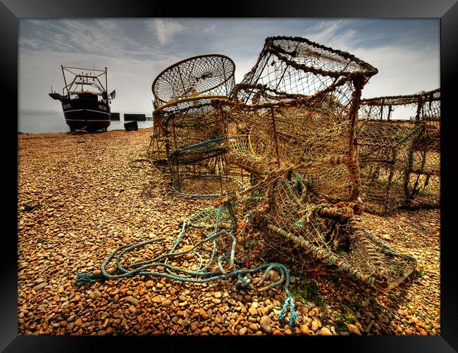 Fishing Boat RX150 on The Slade at Hastings Framed Print by Ian Homewood