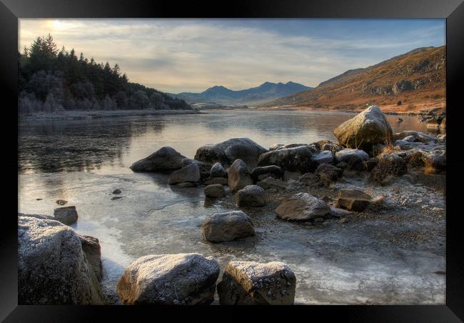 A Frozen Llynnau Mymbyr and Snowdon Horseshoe Framed Print by Ian Homewood