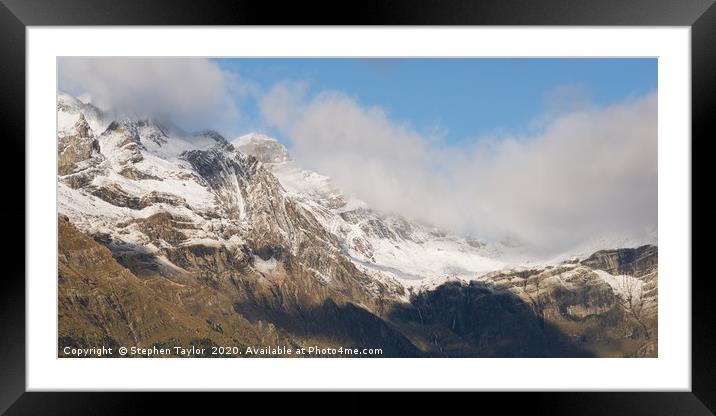 Hill top snow in the Pineta Valley Framed Mounted Print by Stephen Taylor