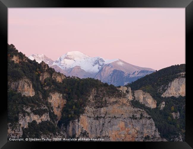 Sunset in the Anisclo Canyon Framed Print by Stephen Taylor