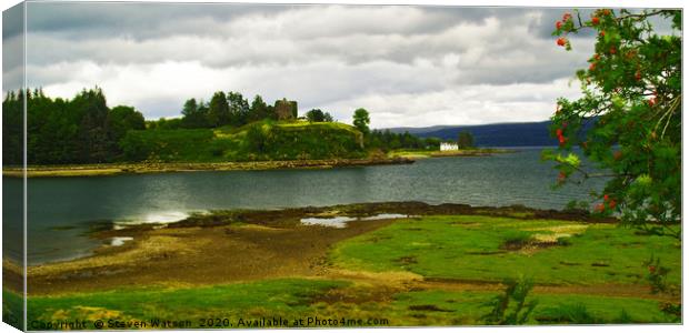 Aros Castle Canvas Print by Steven Watson