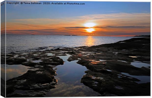 Sunset with Tidepools Canvas Print by Taina Sohlman