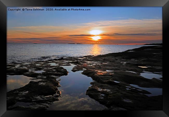 Sunset with Tidepools Framed Print by Taina Sohlman