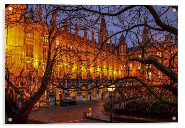 Palace of Westminster at night Acrylic by Jelena Maksimova