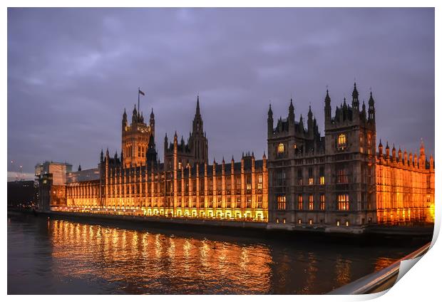 Palace of Westminster at night Print by Jelena Maksimova