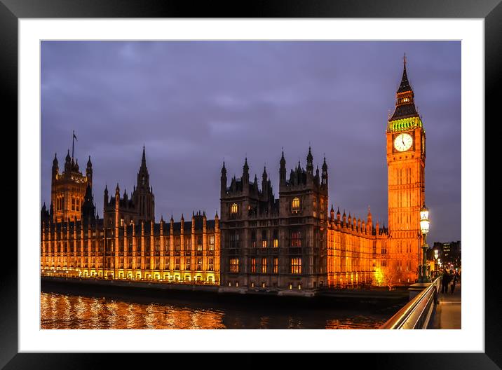 Palace of Westminster at night Framed Mounted Print by Jelena Maksimova