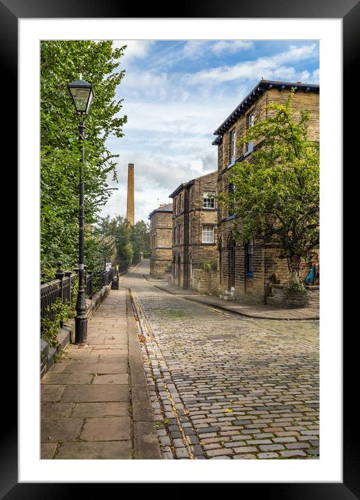 The cobbled streets of Saltaire, West Yorkshire.  Framed Mounted Print by Ros Crosland