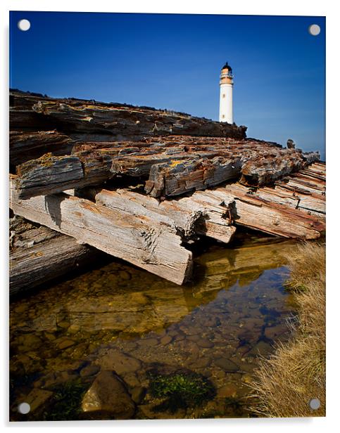 Barnsness Lighthouse Acrylic by Keith Thorburn EFIAP/b