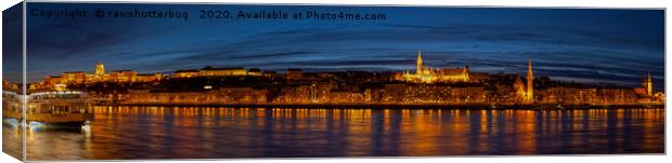 Budapest Skylight At Night Panorama Canvas Print by rawshutterbug 