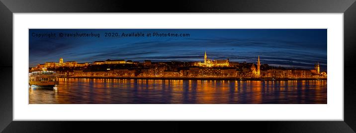 Budapest Skylight At Night Panorama Framed Mounted Print by rawshutterbug 