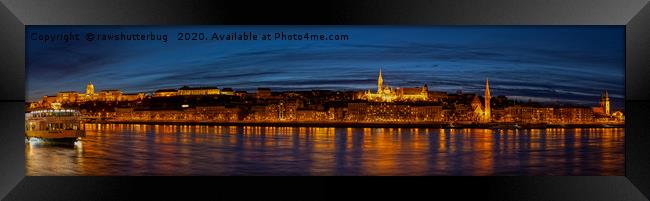Budapest Skylight At Night Panorama Framed Print by rawshutterbug 