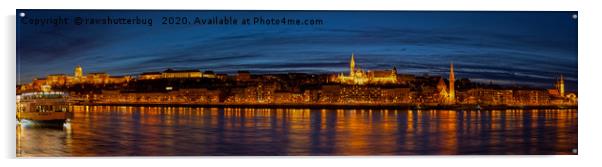 Budapest Skylight At Night Panorama Acrylic by rawshutterbug 