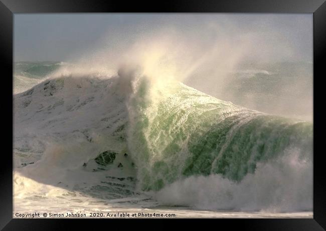 Suinlit Storm Wave  Framed Print by Simon Johnson