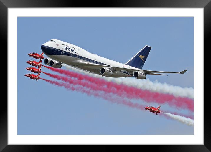 Red Arrows and Boeing 747 flypast  Framed Mounted Print by Rachel & Martin Pics
